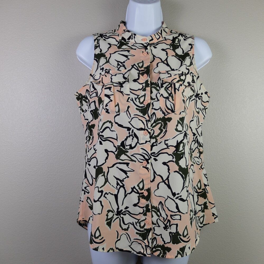 Banana Republic Factory Button Front Sleeveless Floral Top Size Petite Small